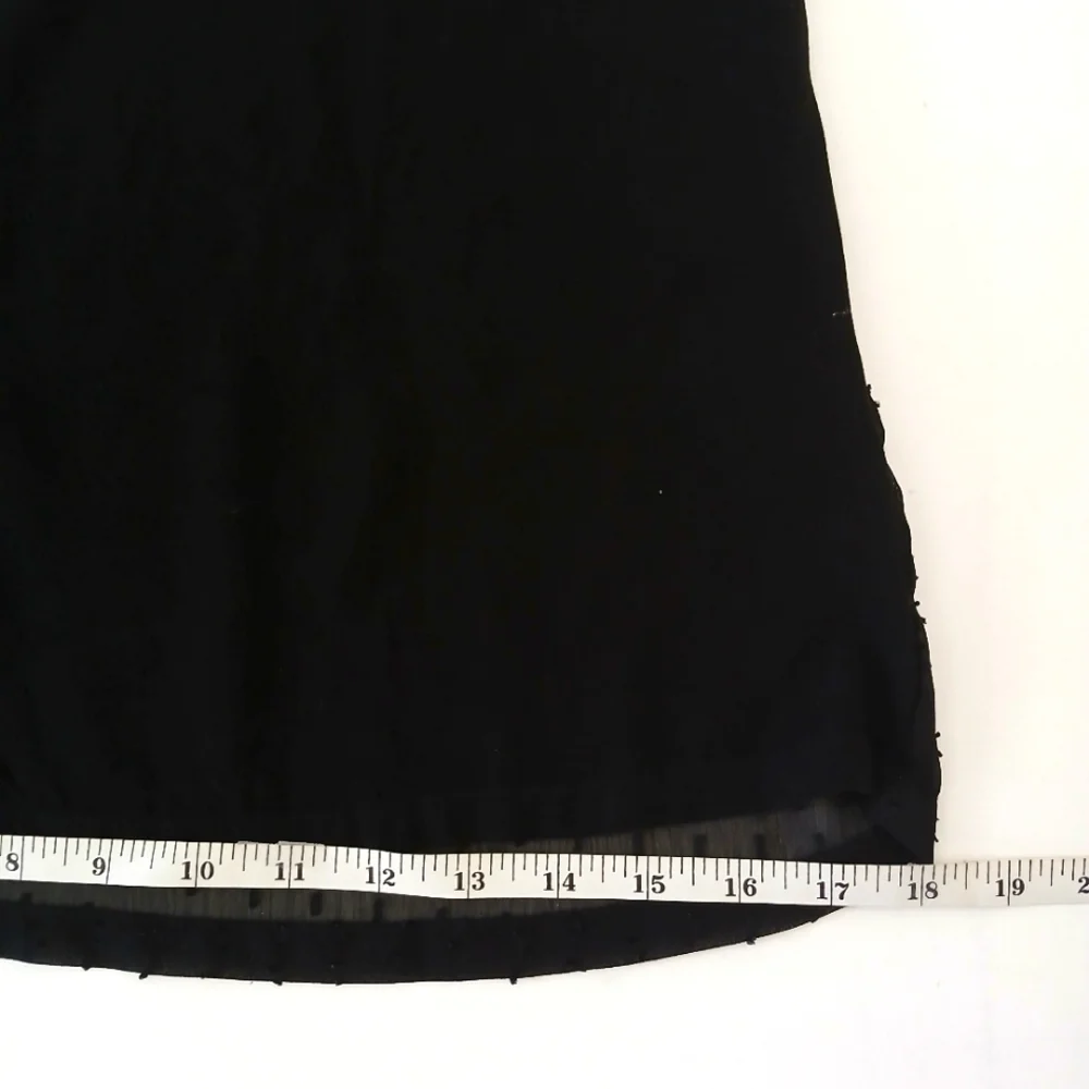 MOLLY BRACKEN Black Swiss Dot Sheer & Jersy  Women's Top Cap slv   Sz S - Picture 12 of 16
